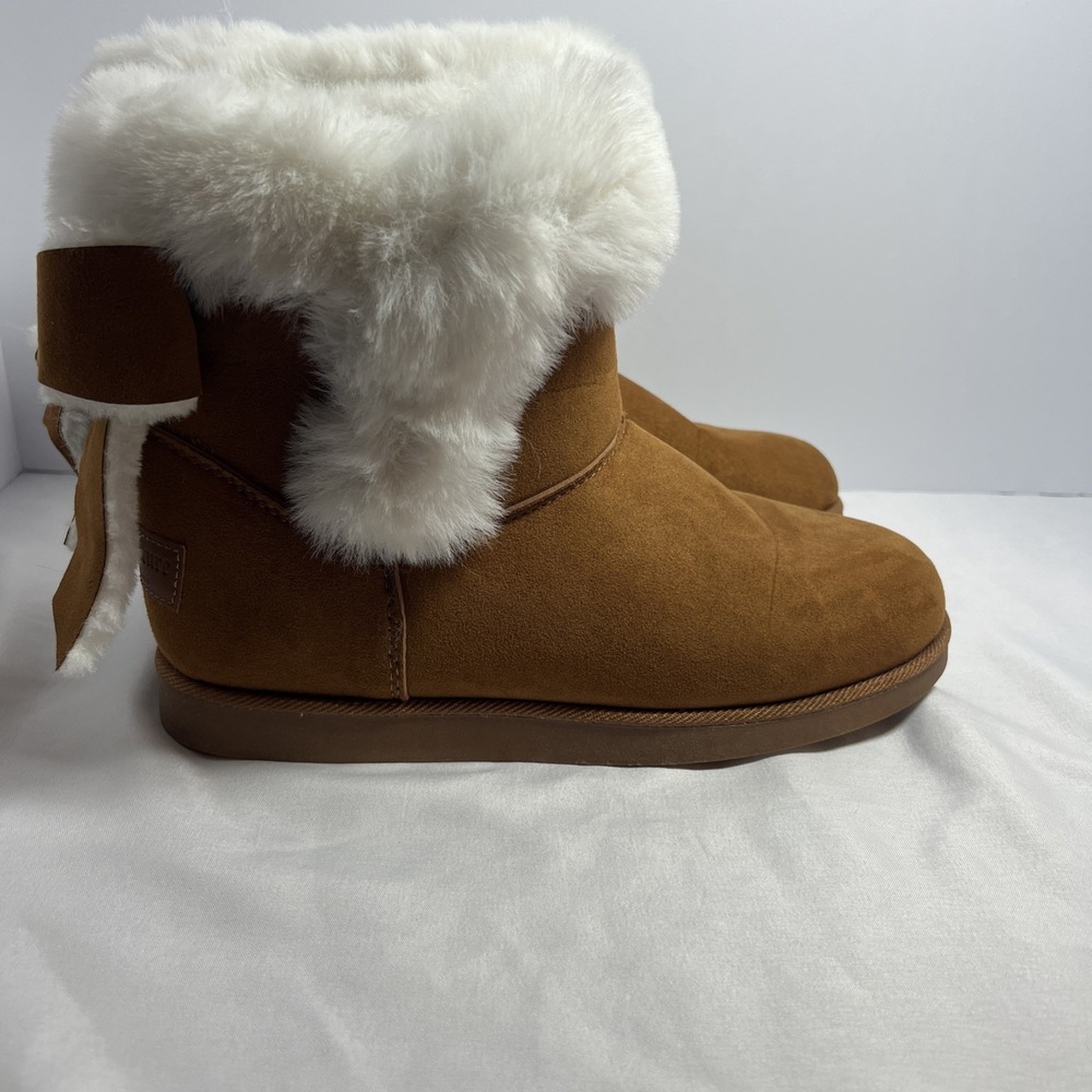 Juicy Couture King Brown Cognac Faux Fur Winter Boots Size 7.5 - Picture 2 of 12